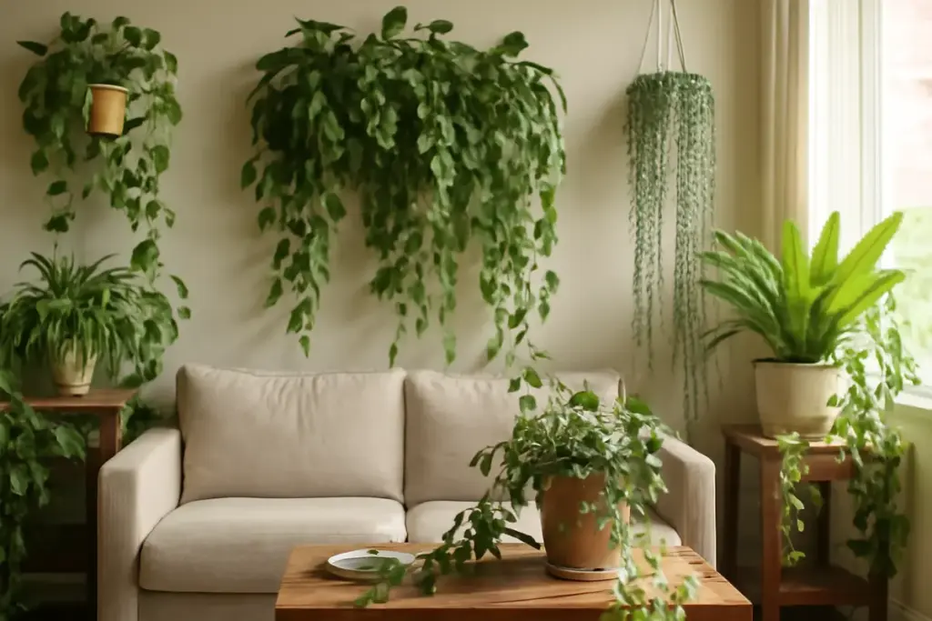 Piante da interno dal portamento ricadente: l’effetto scenografico che trasforma subito qualsiasi stanza